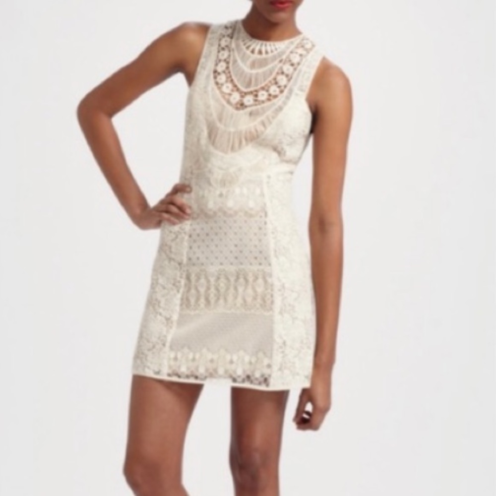 Nanette Lepore Latin Lover Lace Dress White Sz 6
